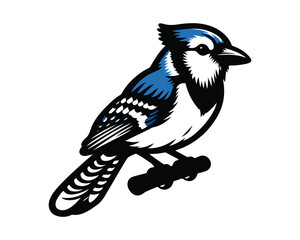 blue jay silhouette vector icon graphic logo design