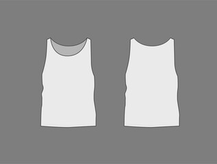 Basic white male tank top mockup. Front and back view. Blank textile print template for fashion clothing.