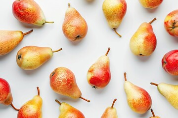 Ripe pears on white background