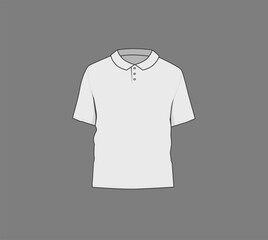 Basic white mal polo shirt mockup. Front and back view. Blank textile print template for fashion clothing.