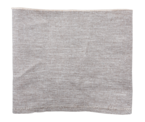 Square torn piece of gray fabric on a white background. Isolate light material for sewing clothes and upholstery of furniture