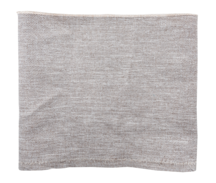 Square torn piece of gray fabric on a white background. Isolate light material for sewing clothes and upholstery of furniture