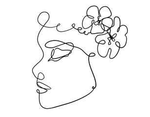 silhouette of woman face one line art
