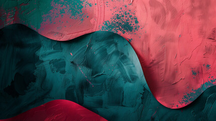 Coral pink and deep teal, abstract background, styled for lively contrast and a playful ambiance