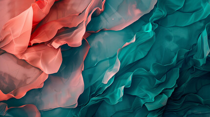 Coral pink and deep teal, abstract background, styled for lively contrast and a playful ambiance - obrazy, fototapety, plakaty