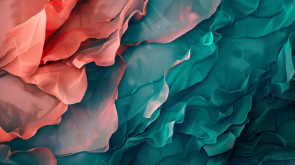 Fotobehang Coral pink and deep teal, abstract background, styled for lively contrast and a playful ambiance © Olga