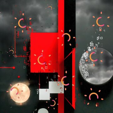 Futuristische, suprematistische Abstraktion mit Elementen der lebendigen Natur 6.