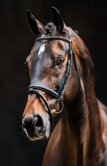 Close Up of a Brown Horse With Bridle