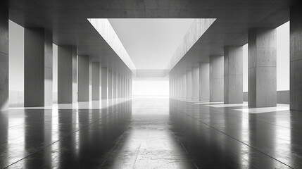 Grey Corridor with Columns Background