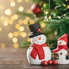 Christmas celebration background with cute snowman.