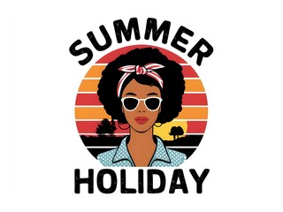Illustration of a girl wear sun glasses summer holidays 