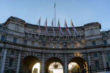 Admiralty Arch with British Flags on The Mall in London