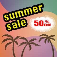 Template for a Summer Sale Discount with tropical colors.