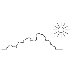 イラスト素材: 墨絵風の雲と太陽のイラストのシルエット素材　ベクター