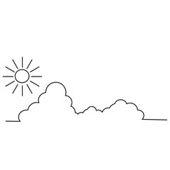 イラスト素材: 墨絵風の雲と太陽のイラストのシルエット素材　ベクター