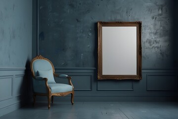 room with chair and frame