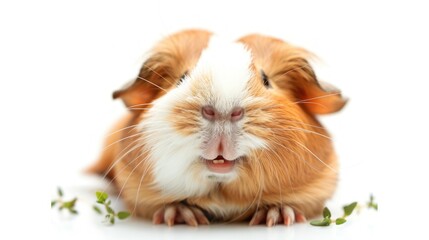 Portrait funny animal guinea pig face expression isolated on white background. AI generated image - obrazy, fototapety, plakaty