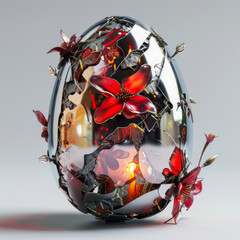 Abstract floral art within a shattered egg