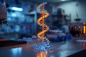 3D model of a DNA strand in laboratory