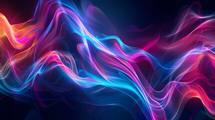 Fototapeta premium Vibrant Abstract Light Waves on Dark Background