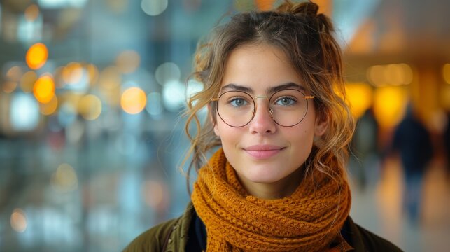 Woman Wearing Glasses and Scarf