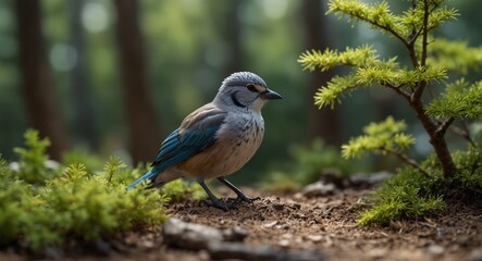 Miniature_landscape_spring_a_beab, nature, wildlife, animal, beak, wild, tree, branch, woodpecker, birds, avian, feather, kingfisher, green, blue, feathers, kookaburra, white, color, puffin, orange