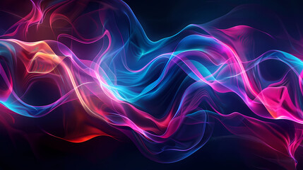 Vibrant Abstract Light Waves on Dark Background
