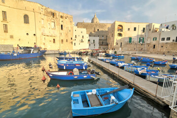 View of the harbour of the Italian city of Monopoli - obrazy, fototapety, plakaty