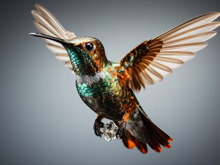 Naklejka premium Stunning Hummingbird in Flight with Spread Wings