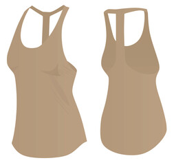 Women brown top tank. vector illustration