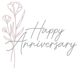 Happy Anniversary With Flowers | Floral Line Art Bouquet | Elegant Anniversary 