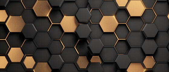 Abstract black and gold hexagon pattern background, Graphic Illustration, Luxury and elegant style graphic, for poster, cover, banner, flyer, brochure, website
 - obrazy, fototapety, plakaty