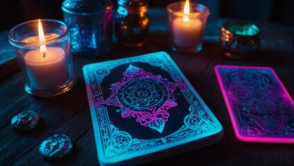 Variety of enigmatic tarot cards adorned with different emblems and symbols