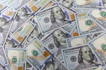 US 100 dollar banknotes background