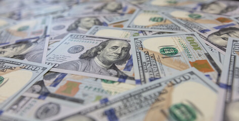 US 100 dollar banknotes background