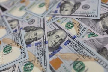 US 100 dollar banknotes background