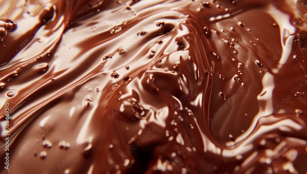 Wall mural close up of chocolate melting and flowing generative ai