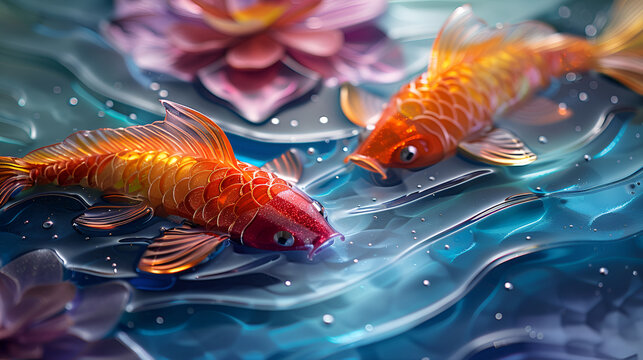Plastic Banner with Grommets,
Group of koi fish swimming in a pond of water
