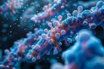 Electric blue virus art resembling a coral reef underwater