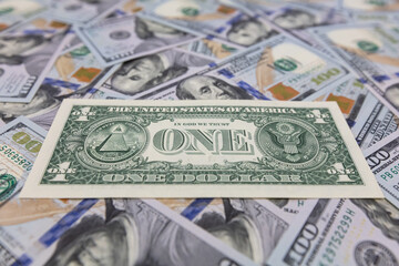 US 1 dollar banknote isolated on US 100