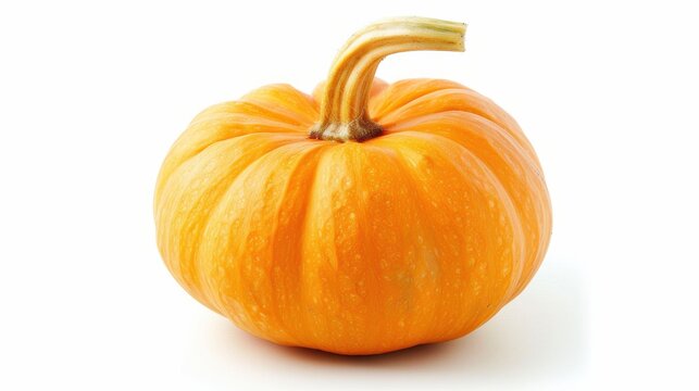 An orange pumpkin is isolated on a white background.