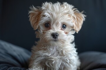 Fluffy White Puppy with Big Eyes Captivating Hearts.