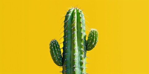 Vibrant Green Cactus in a Sunny Yellow Setting