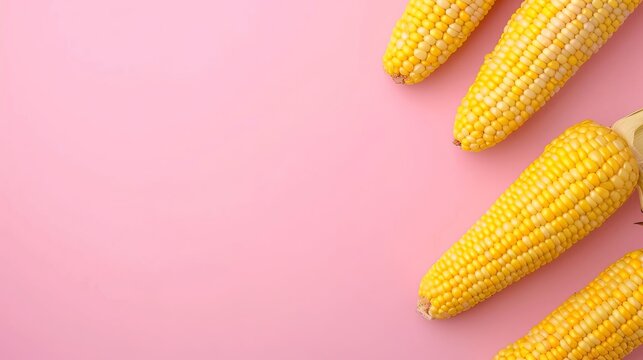 Corn vegetables healthy food top view on the pastel background
