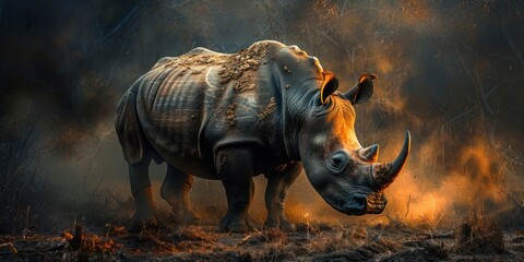 Majestic Rhinoceros Roaming the Savanna
