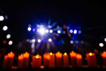 candles on the concert stage background