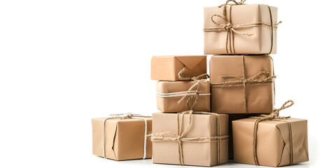 Several gift boxes postal parcels