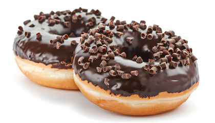 Sweet chocolate donut on white background