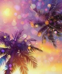 Two Palm Trees Silhouetted in the Sunset