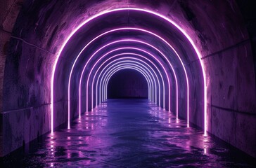 Obraz premium Tunnel With Purple Lights